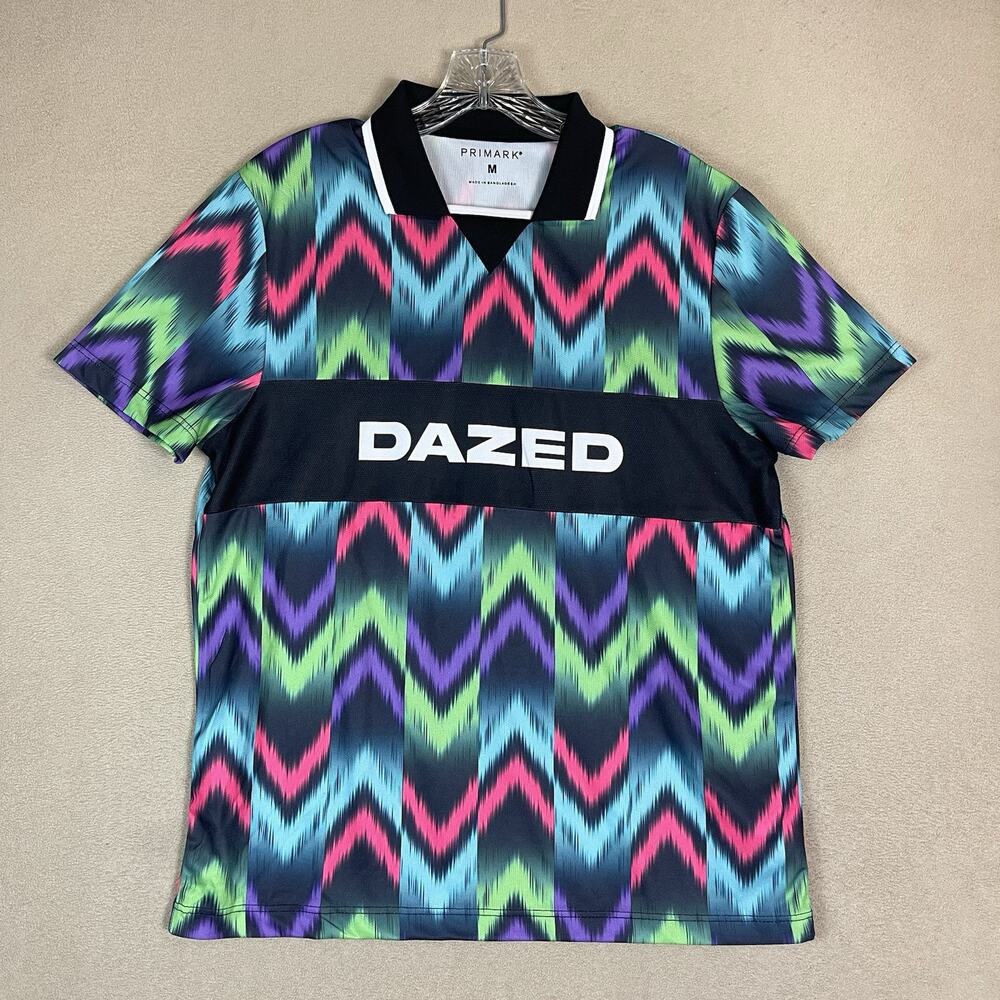 Primark Polo Shirt Mens M Multicolor Golf Performance Dazed‎ Print Short Sleeve